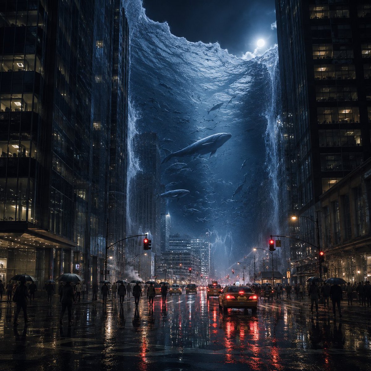 AI Prompt for Surreal Cityscape with Whales