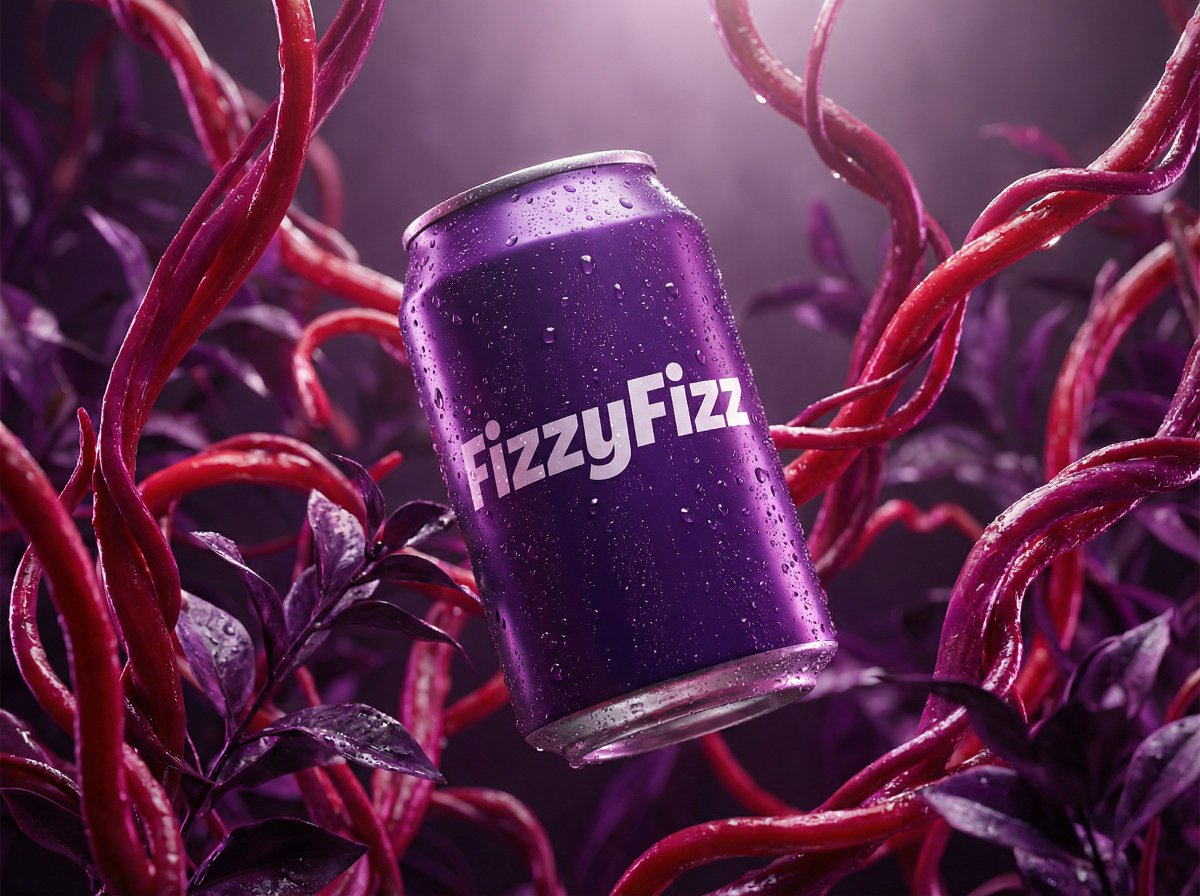 AI Prompt for Surreal E-commerce Product Photos: Vine-wrapped Beverage Can - High CONTRAST & Macro Details