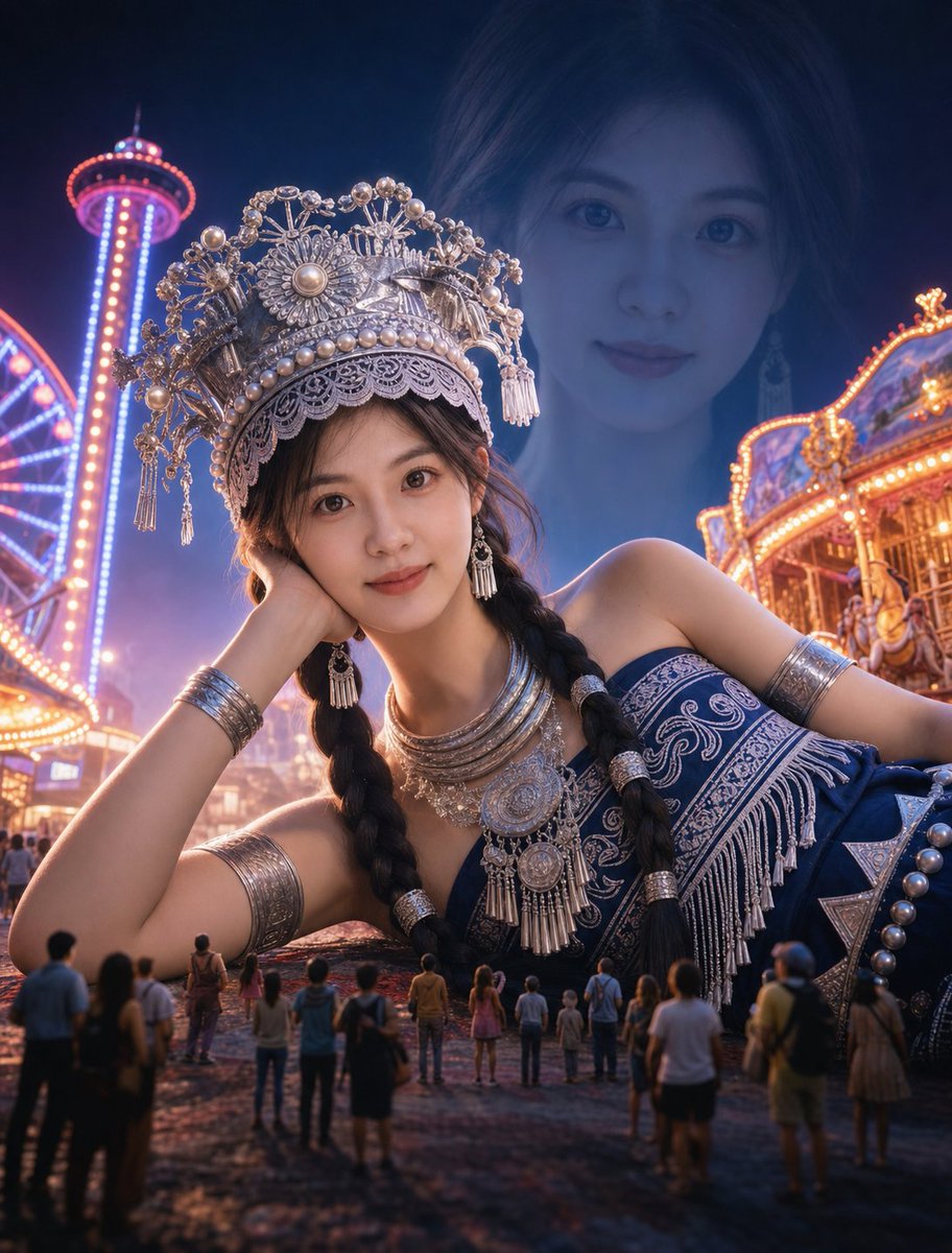 AI Prompt for Surreal Giantess Neon Park Portrait Photography