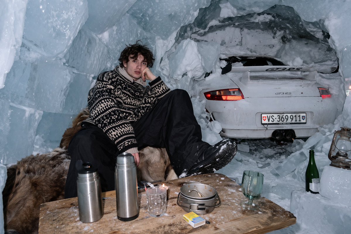 AI Prompt for Surreal Ice Cave Flash PhotographyImages with Sports Car in Ice Cave Wall Photography Styles
