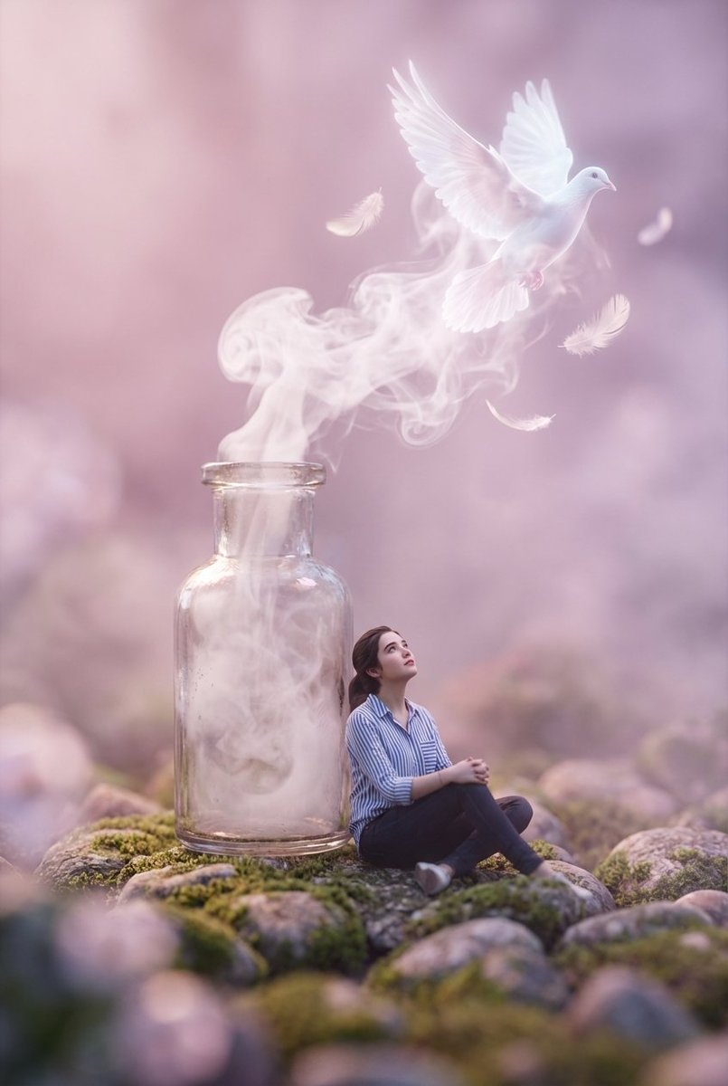 AI Prompt for Surreal Macro Art: Miniature Figure with Glass Bottle