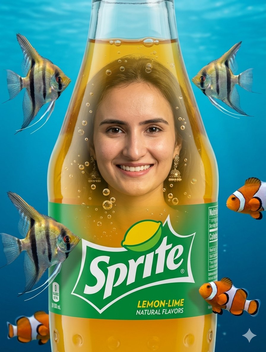AI Prompt for Surreal Product Art with Female Portrait in a Creative Bottle Setting