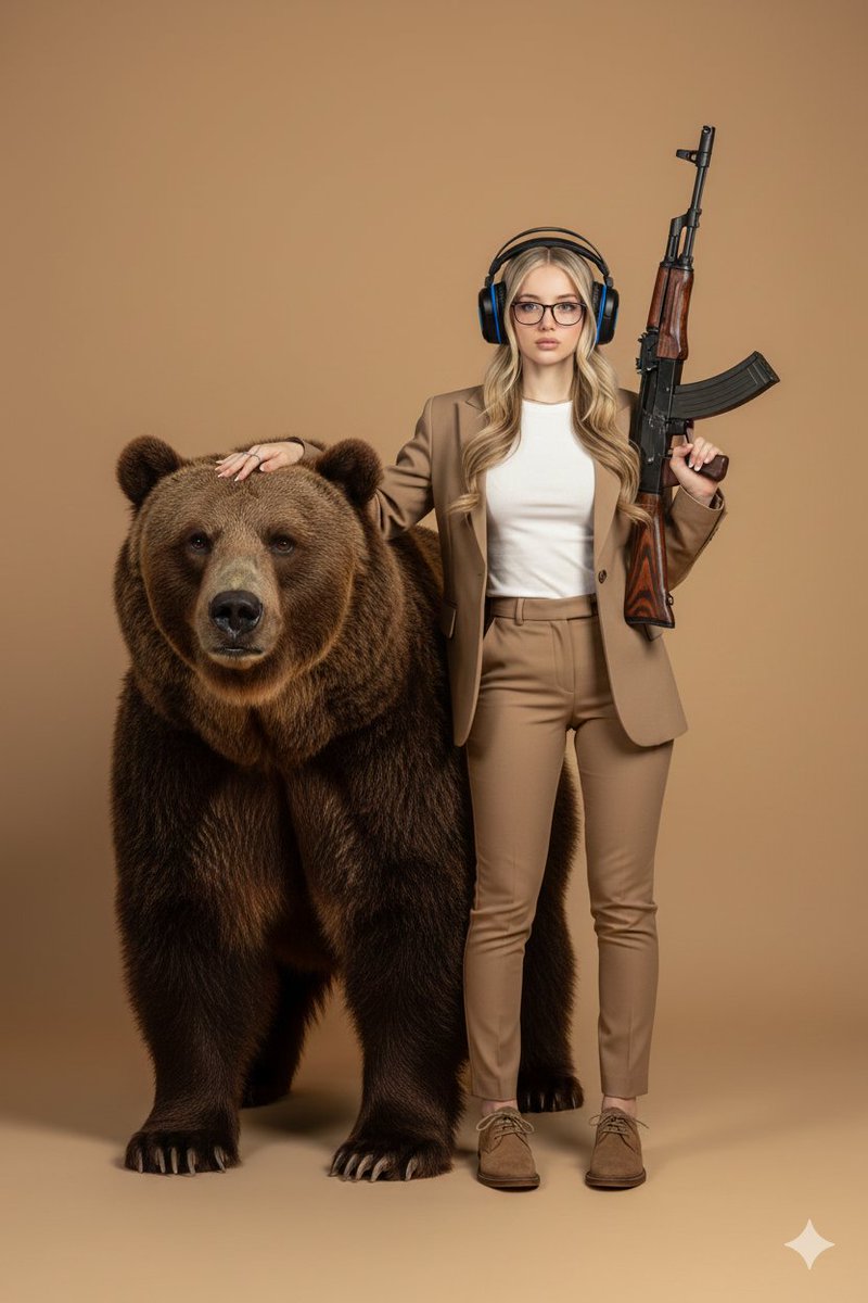 AI Prompt for Surreal Studio Portrait with Grizzly Bear and Rifle - High-End Image Generation