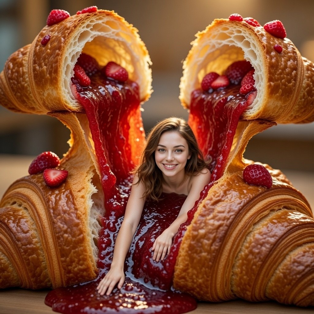AI Prompt for Surrealistic Ultra-Realistic Food Scenes with Stylish Woman