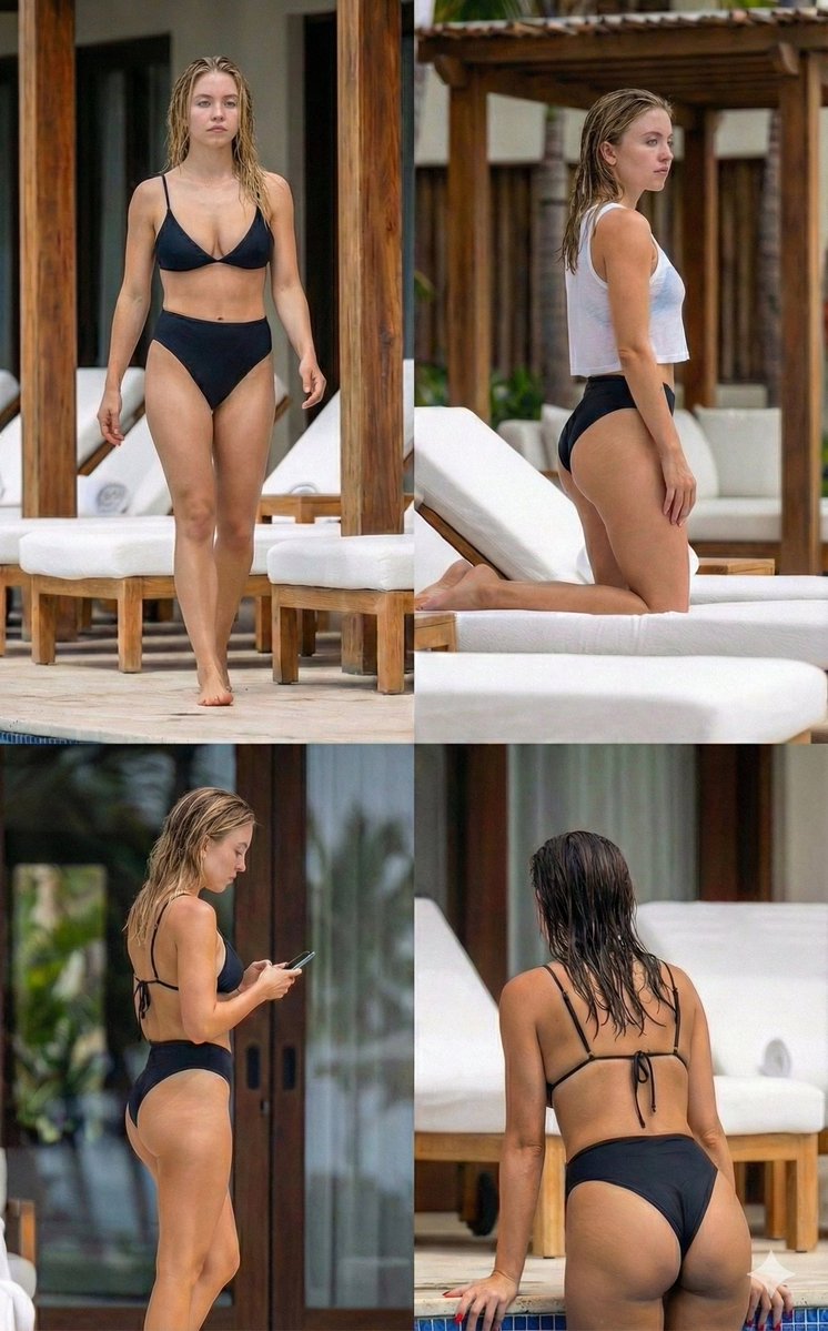 AI Prompt for Sydney Sweeney Poolside Collage