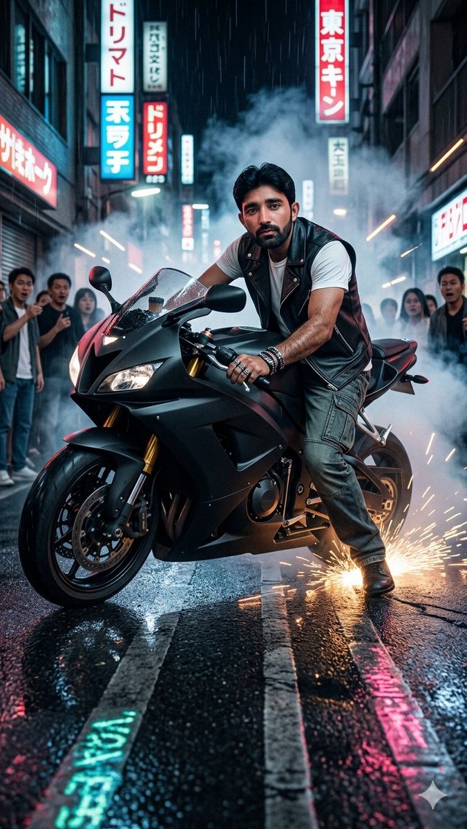 AI Prompt for Tokyo Cityscape Motorcycle Drift with Neon Lights