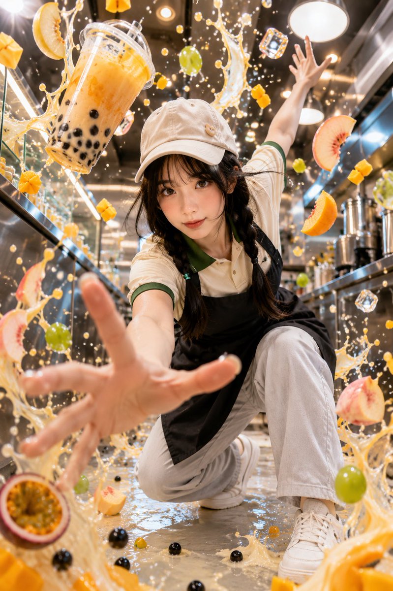 AI Prompt for Tropical Bubble Tea Explosion Scene Generation