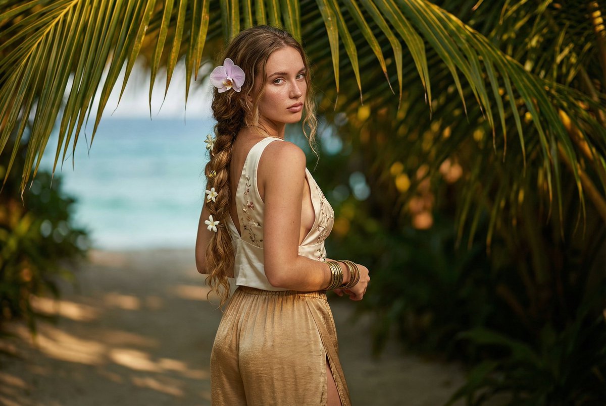 AI Prompt for Tropical Island Portrait Edit with Enhanced Realism