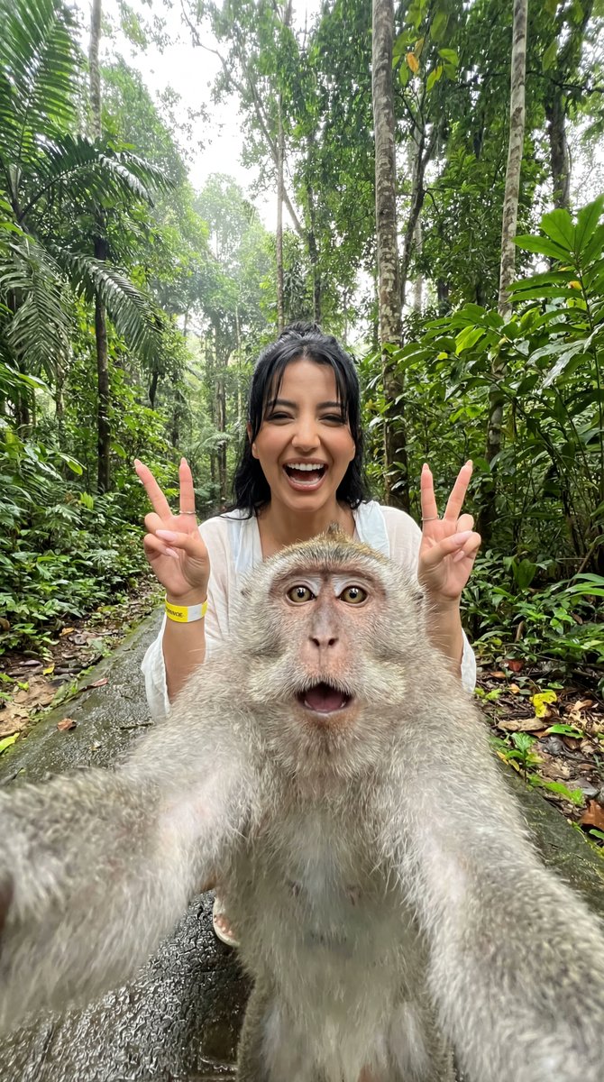 AI Prompt for Tropical Jungle Selfie with Mischievous Monkey