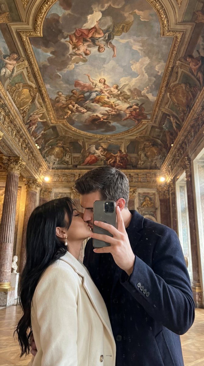 AI Prompt for Ultra Photoreal Baroque Museum Couple Selfie