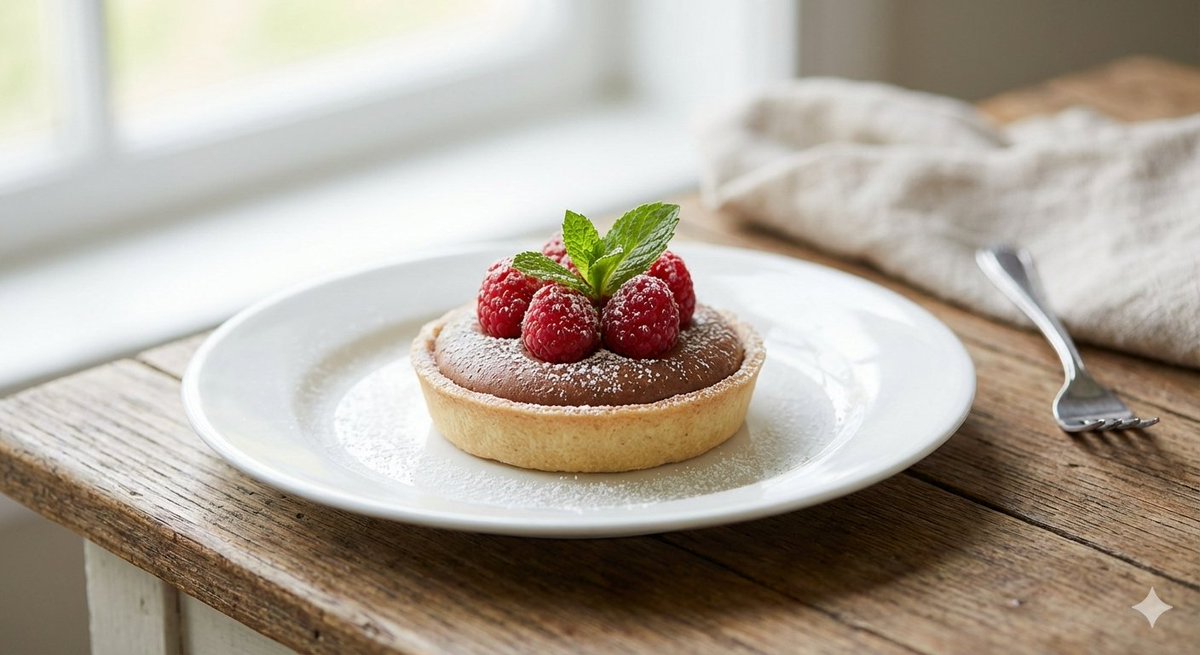 AI Prompt for Ultra-Photorealistic Food Photography: Plated Dessert with Stunning Textures and Lighting