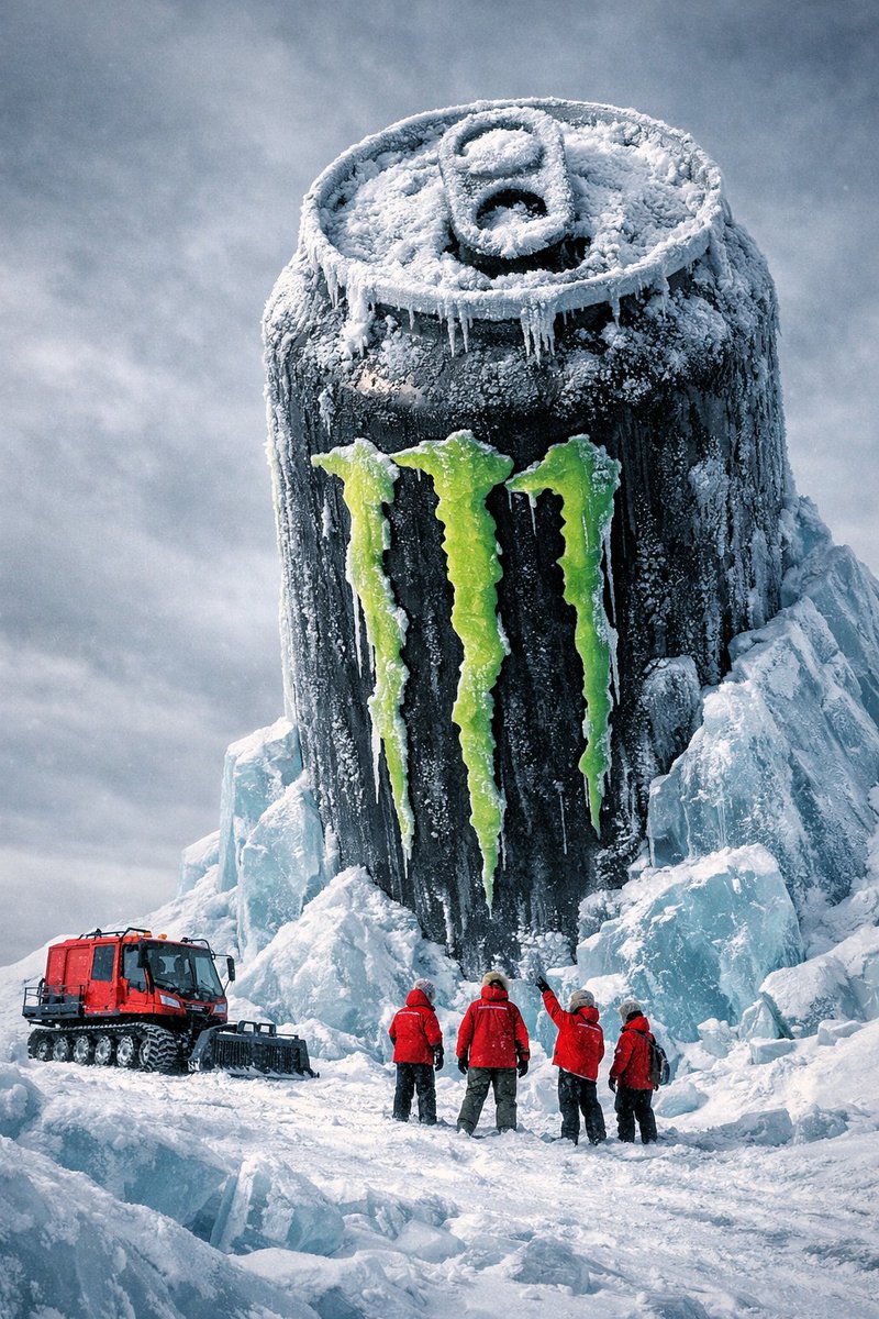 AI Prompt for Ultra-Realistic 3D Monster Energy Can in Arctic Landscape