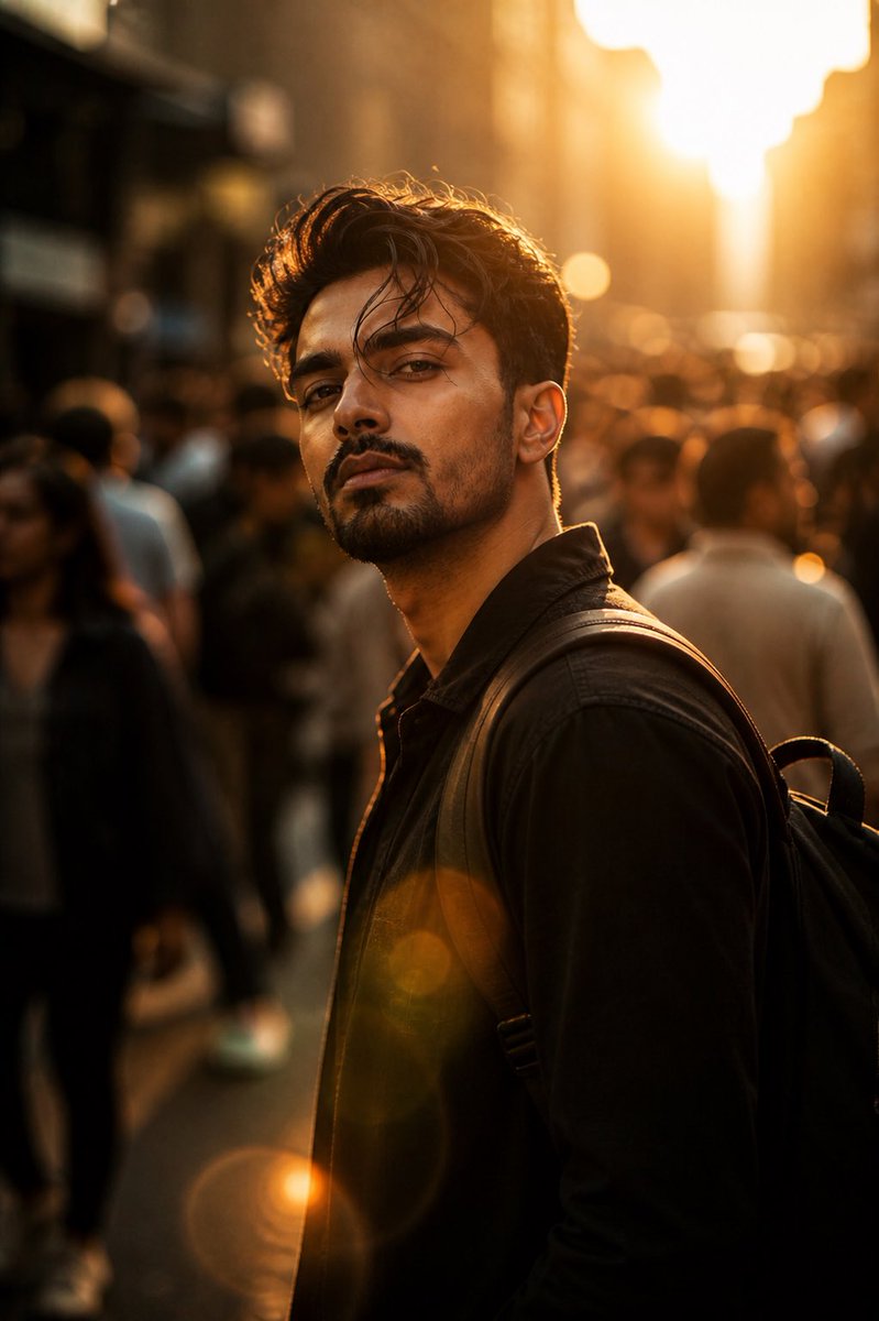 AI Prompt for Ultra-Realistic Cinematic Portraits - Golden Hour Cityscape