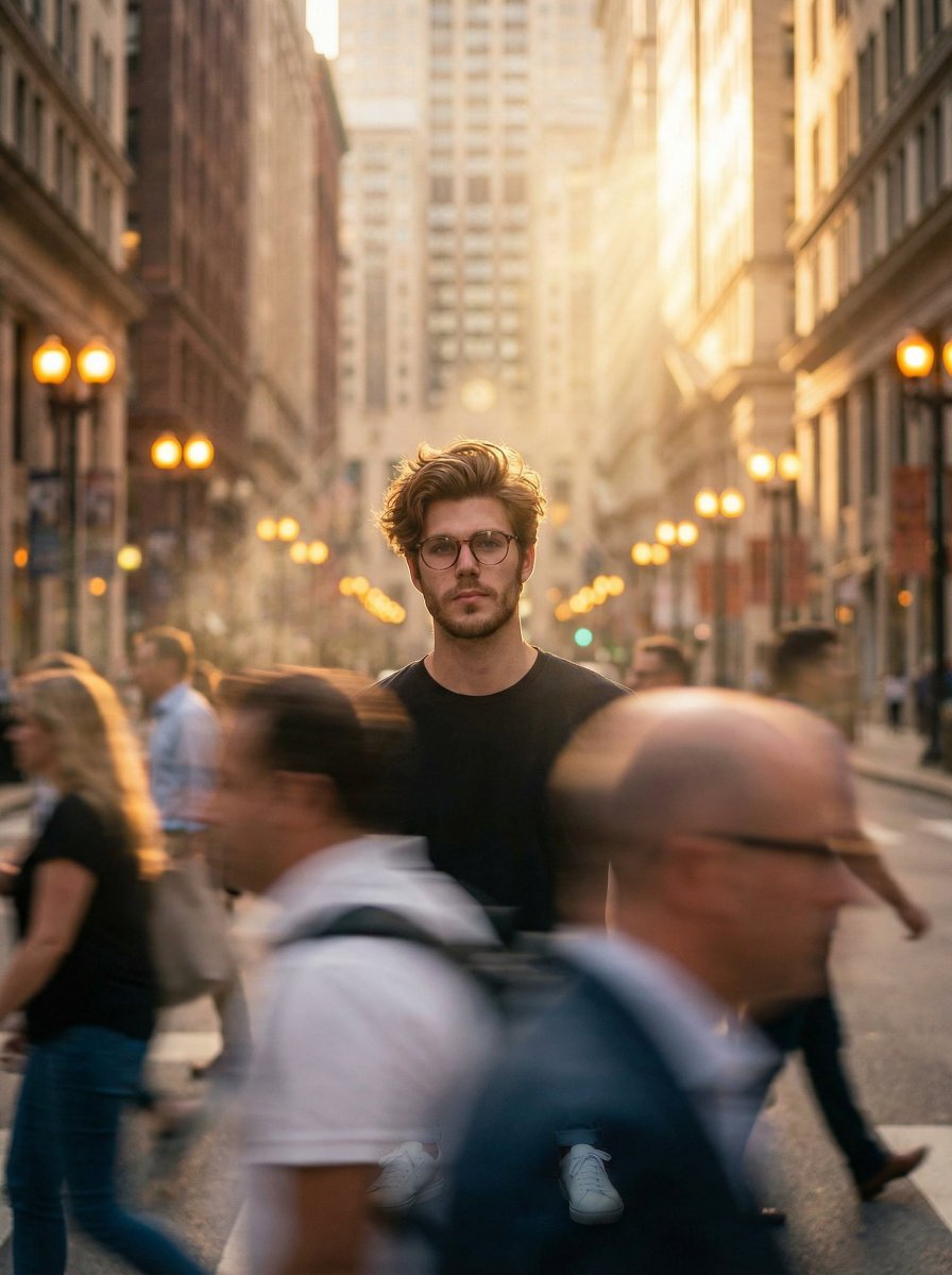 AI Prompt for Ultra-Realistic City Portrait with Motion Blur and Golden Hour Lighting