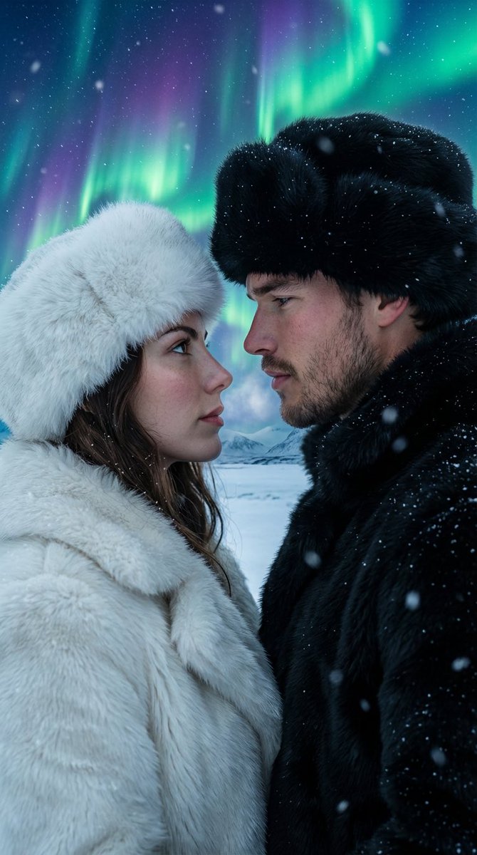 AI Prompt for Ultra-Realistic Couple Portrait Under Northern Lights with Identity Preservation