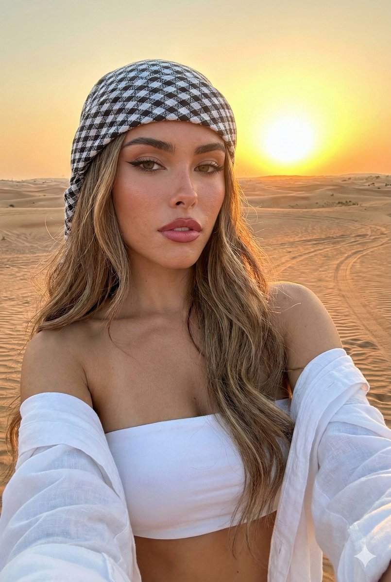 AI Prompt for Ultra-Realistic Desert Selfie Portrait with Boho-Luxury Aesthetic