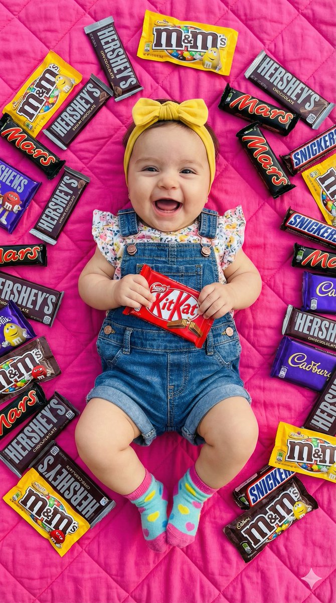 AI Prompt for Ultra-Realistic Flat Lay with Baby and Chocolate Brands