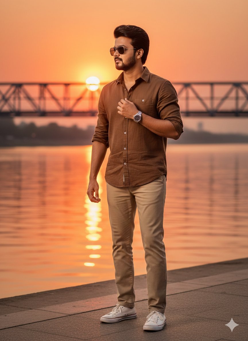 AI Prompt for Ultra-Realistic Full-Body Portrait of Young Man at Golden Hour