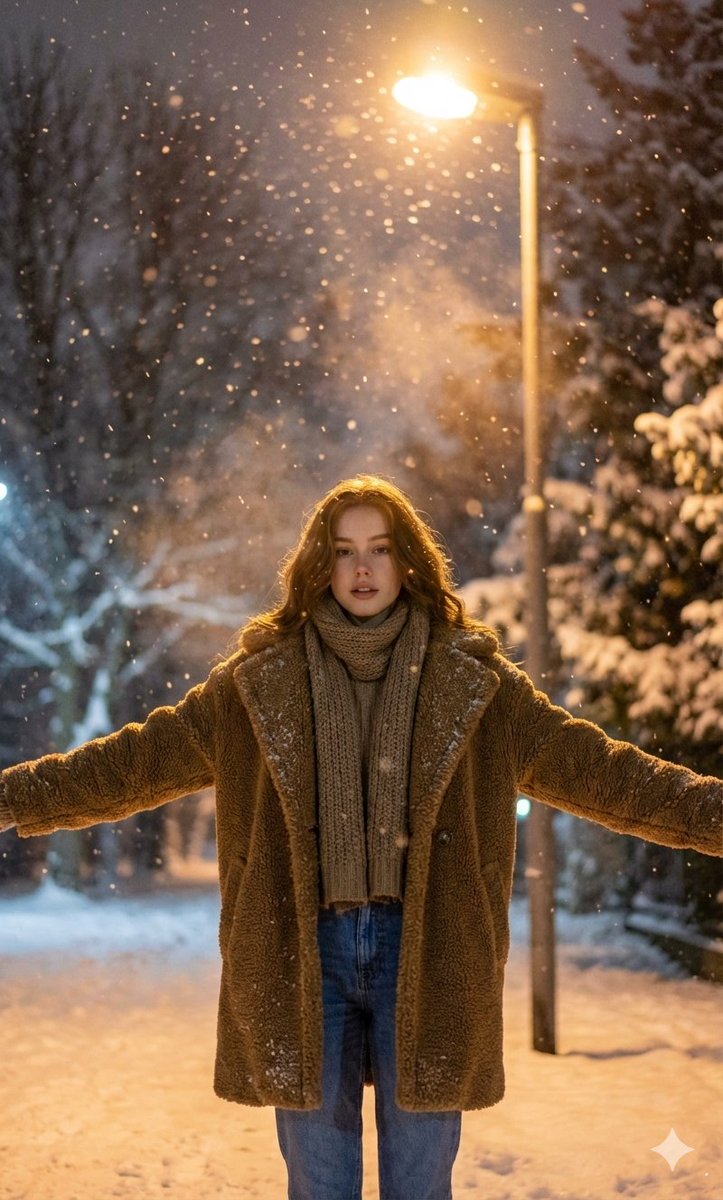 AI Prompt for Ultra-Realistic Nighttime Winter Portrait with Strict Face Identity Lock