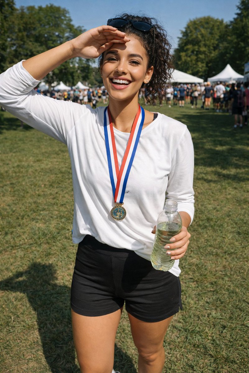 AI Prompt for Ultra-Realistic Outdoor Portrait of Young Woman at Race Event