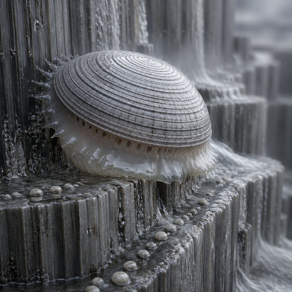 AI Prompt for Unreal Macro Photography - Jelly on Wet Basalt Rock