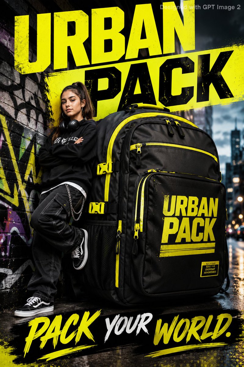 AI Prompt for Urban Backpack Lifestyle Image Generation - Streetwear Poster