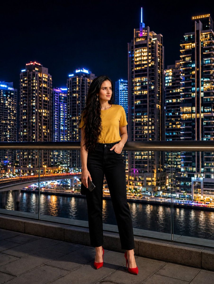 AI Prompt for Urban City Night Portrait Photography with Model