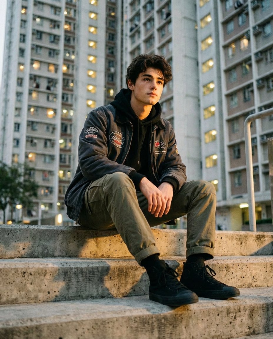 AI Prompt for Urban Streetwear Portrait with Golden Hour Lighting