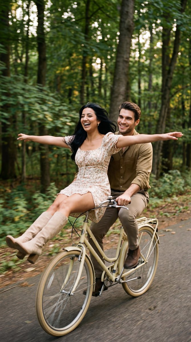 AI Prompt for Vintage Cinematic Bicycle Couple Photography