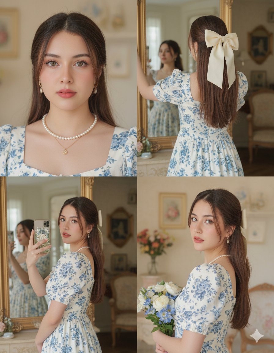 AI Prompt for Vintage Collage with Identity Lock - Female Portrait