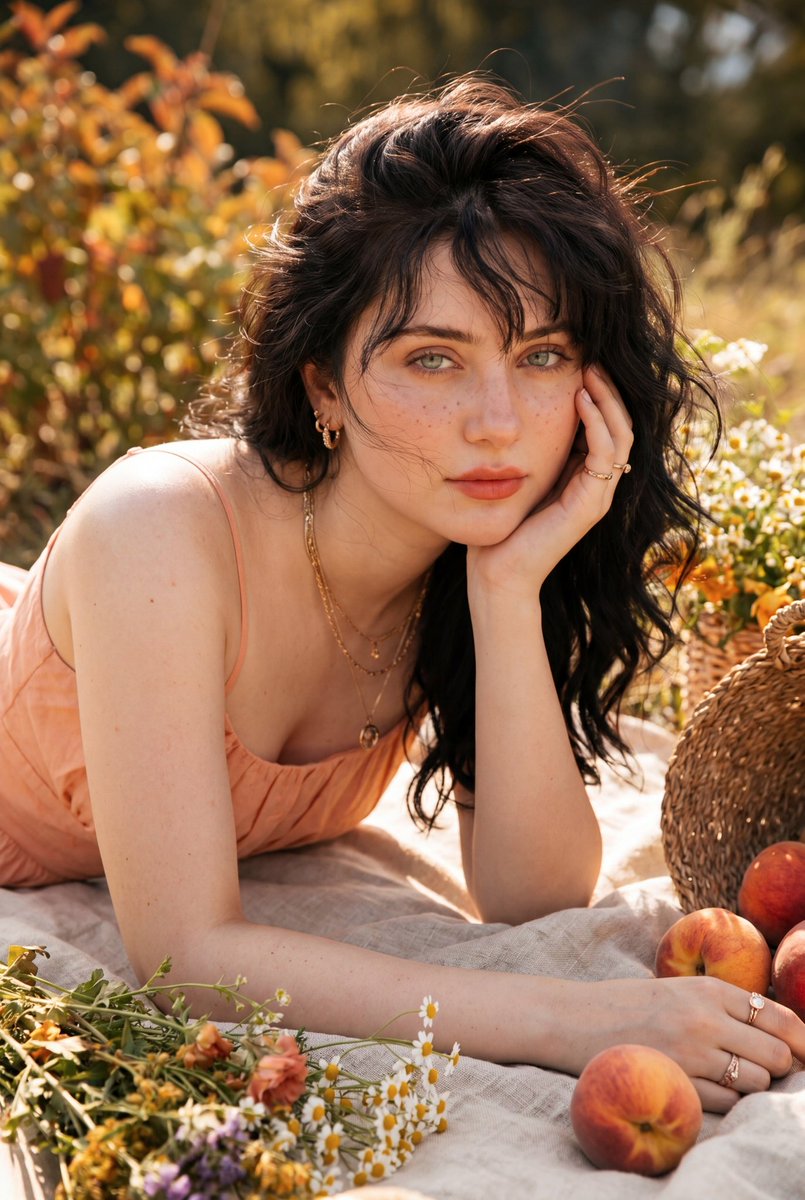 AI Prompt for Vintage Style Portrait of Woman in Peaches