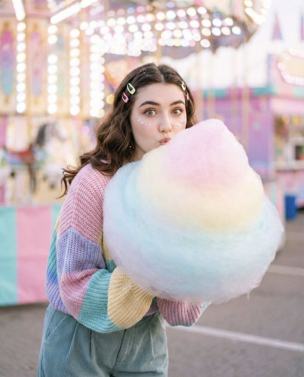AI Prompt for Whimsical Editorial Portrait with Pastel Colors and Soft Focus