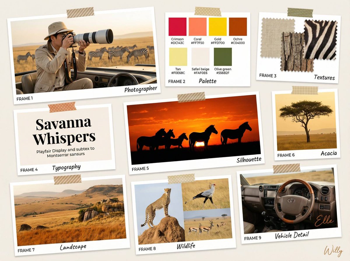 AI Prompt for Wildlife Photographer Mood Board in African Landscape