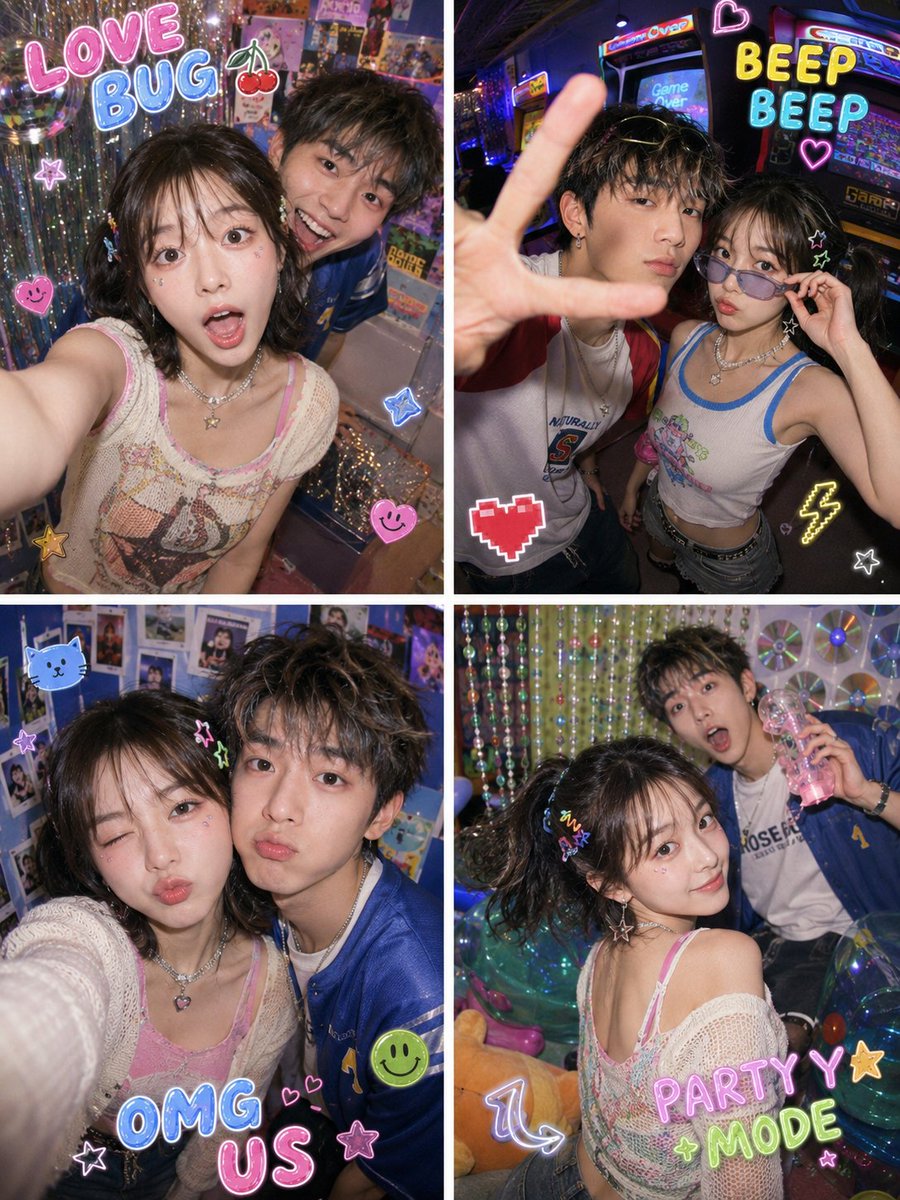 AI Prompt for Y2K Photo Booth Collage with Fish-Eye Effect