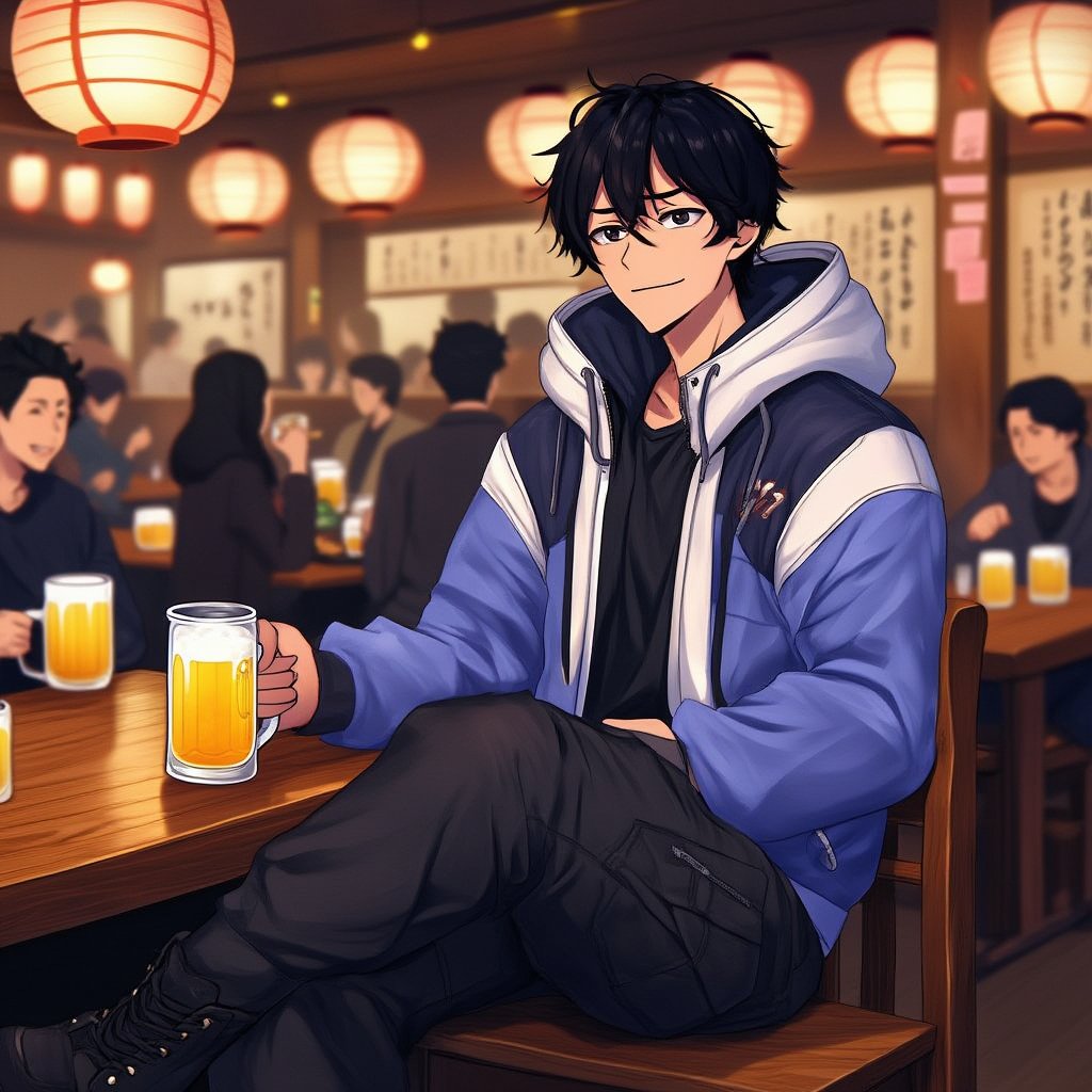AI Prompt for Year-End Party Scene Generation with Beer Mug and Awkward Smile