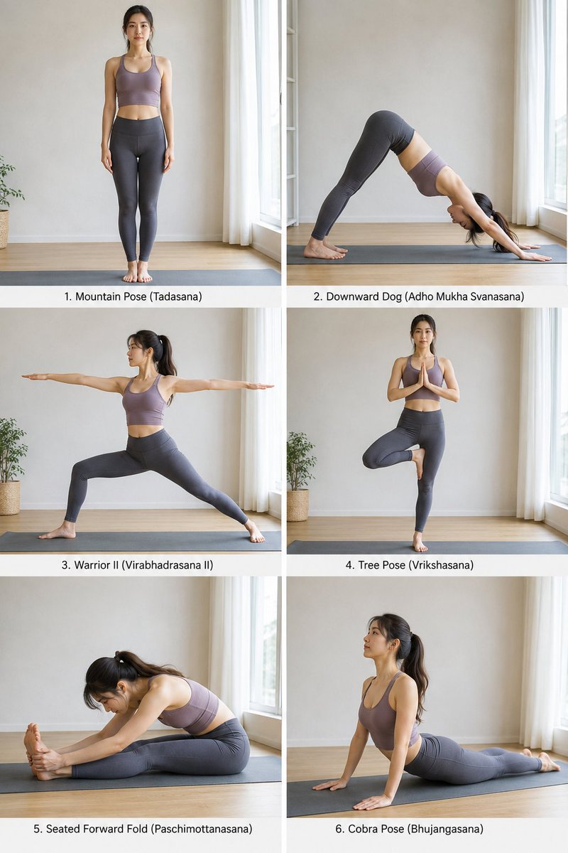 AI Prompt for Yoga Portrait Infographic with Multiple Poses
