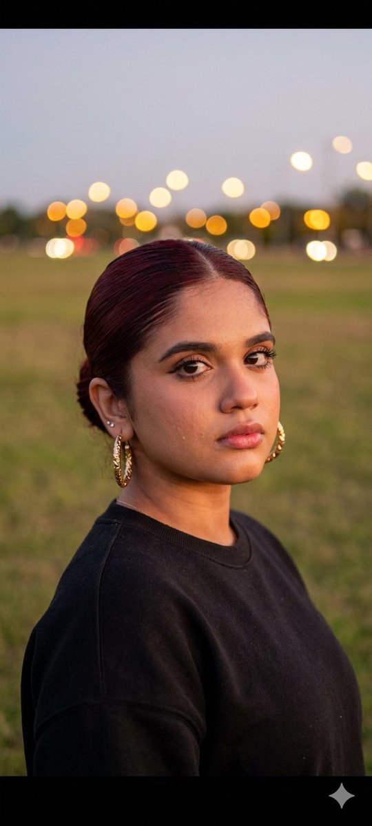 AI Prompt for Young Woman Profile Photo at Twilight