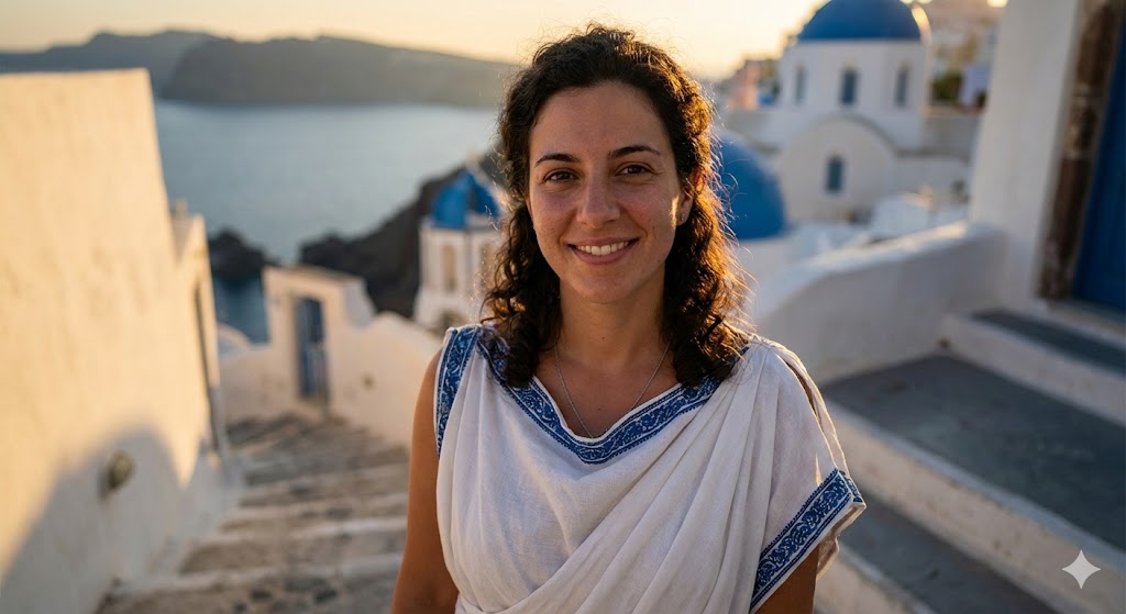 AI Prompt: Generate a Stunning Photorealistic Portrait of a Greek Woman with Golden Hour Lighting