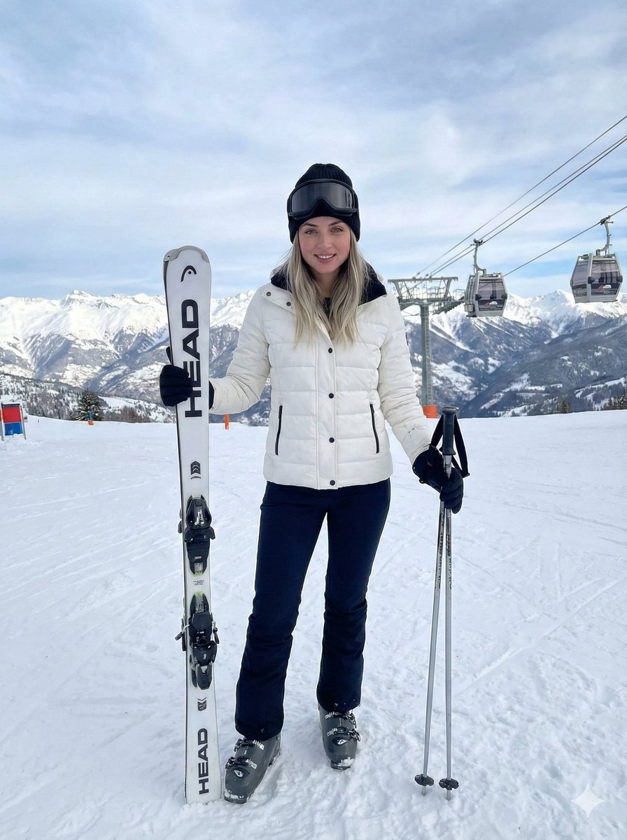 AI Prompt: Generate Hyper-REALISTIC Ski Slope Photography with Female Model - Buyable Fashion & Cinematic Lighting