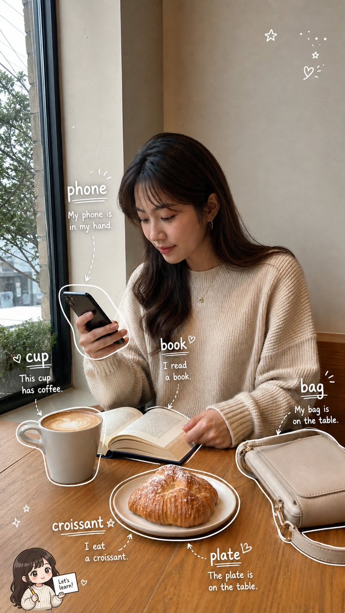 AI Prompt: Generate Immersive English Vocabulary Journal with Cozy Cafe Photo