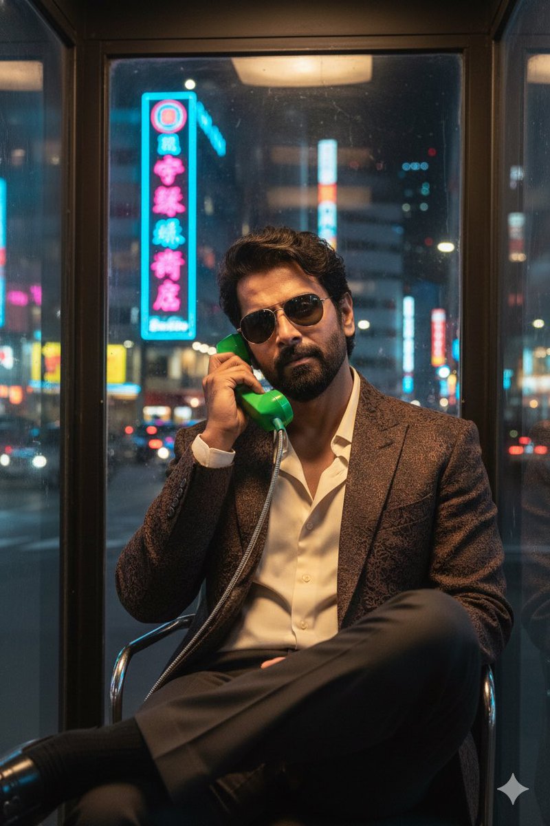 AI Prompt: Generate Photorealistic Neon City Phone Booth Portrait with Japanese City Background