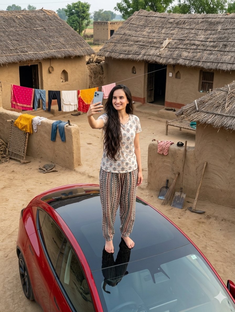 AI Prompt: Luxury Car in Rustic Landscape Photography Scene