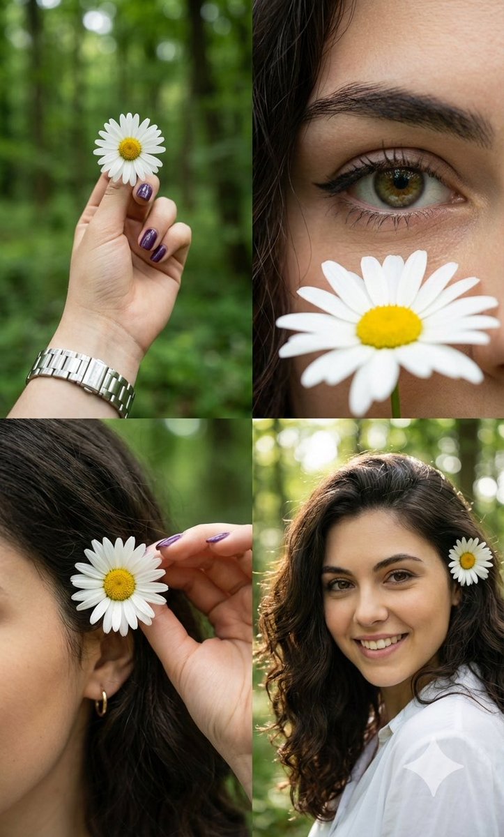 AI Prompt: Photorealistic Daisy Collage - Create Stunning Social Media Post with Realistic Portrait
