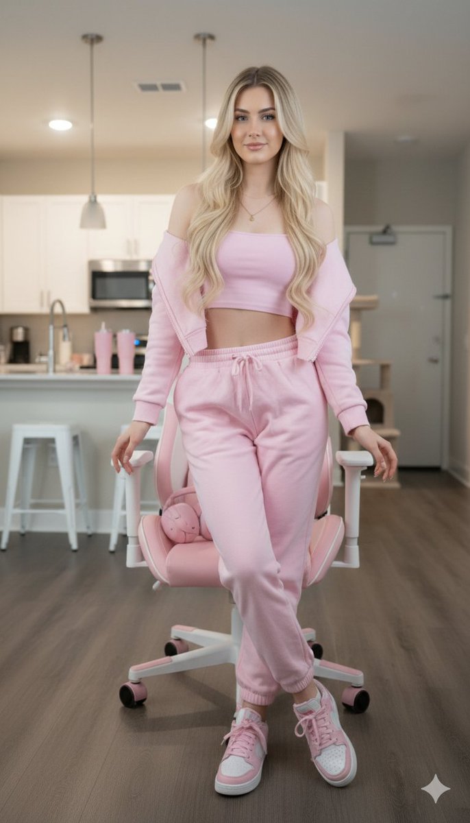 AI Prompt: Ultra-Realistic Woman in Pastel Pink Loungewear for Image Generation