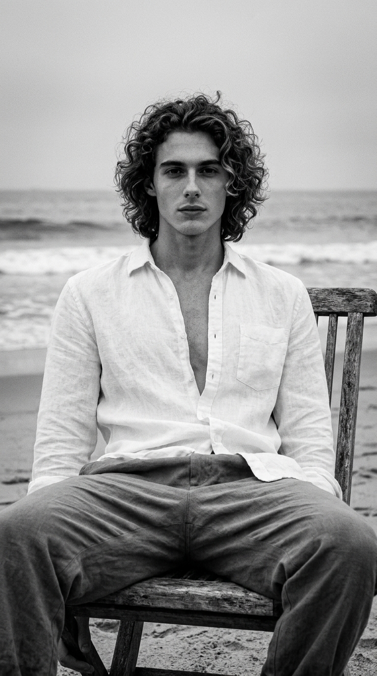 B&W Portrait: Chill Seaside Aesthetic