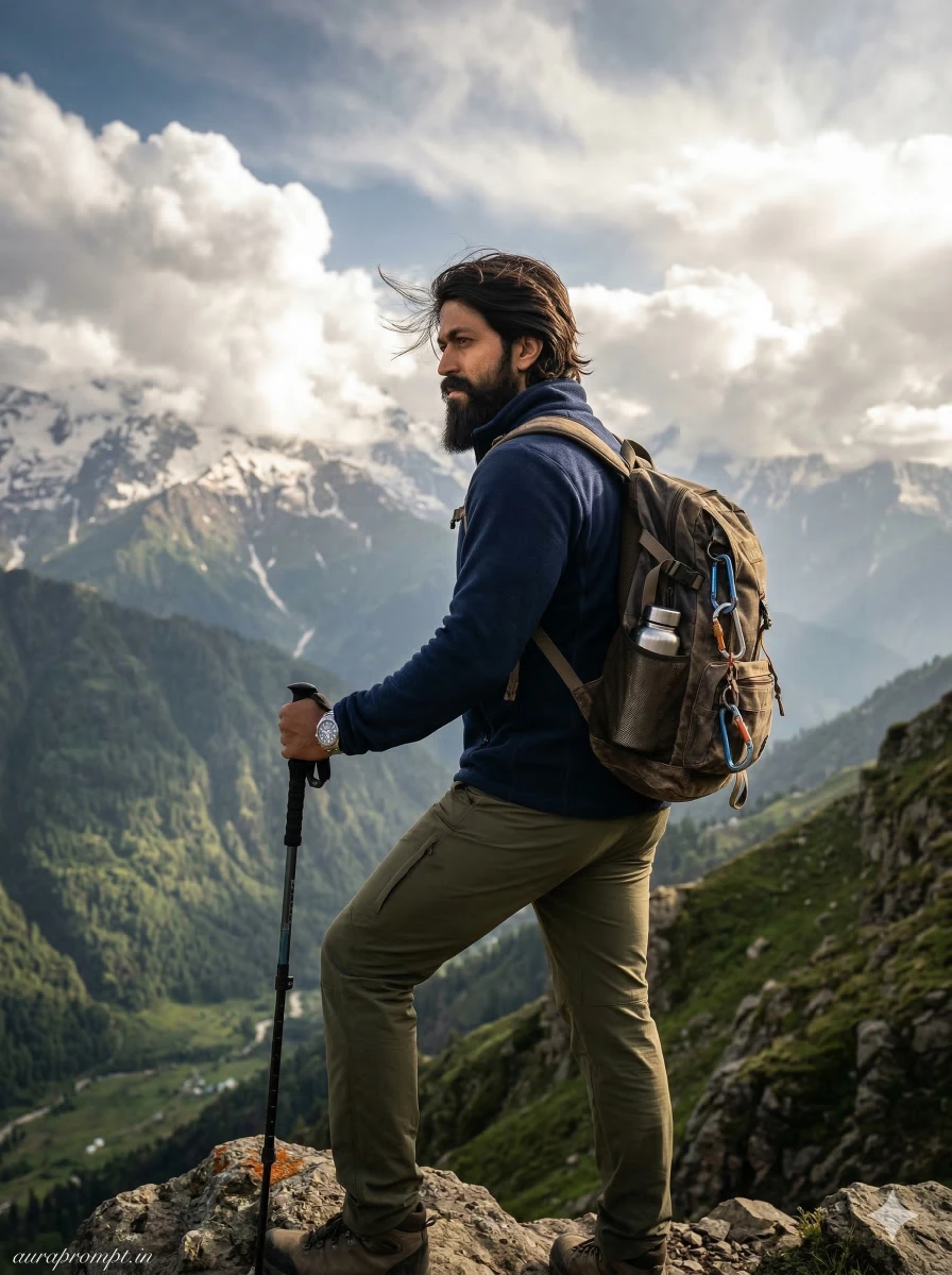 Cinematic 8K Adventure Portrait of Young Indian Traveler