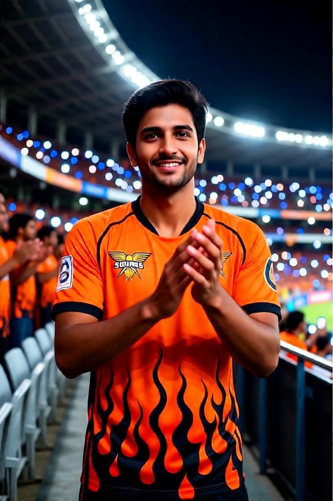Cinematic 8K Photo of Sunrisers Hyderabad Fan in Stadium