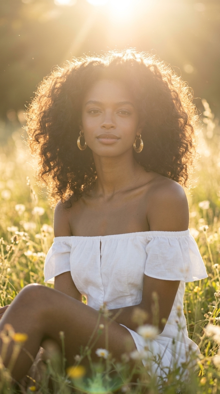 Cinematic Golden Hour Portrait: Backlit Grass Field Aesthetic