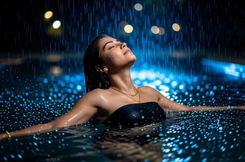 Cinematic Rainy Pool Portrait Editing