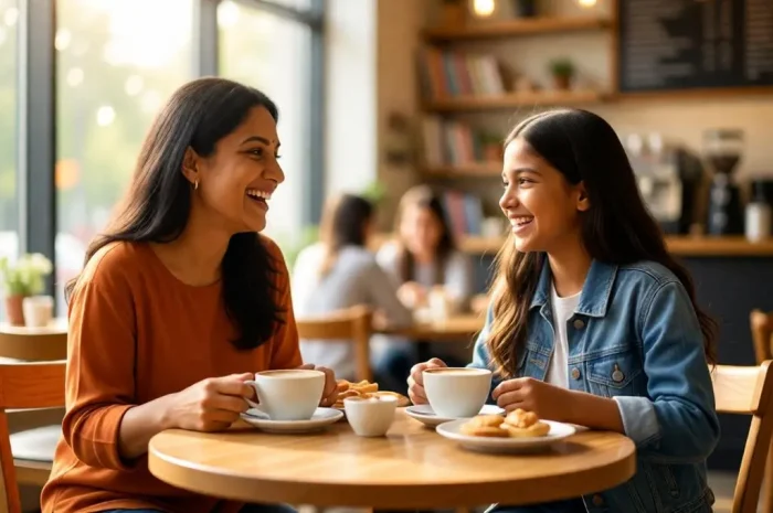Cozy Café Mother & Daughter Lifestyle Portrait